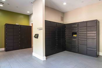 a photo of the inside of a building with a bunch of lockers at Elme Druid Hills, Atlanta, GA 30329